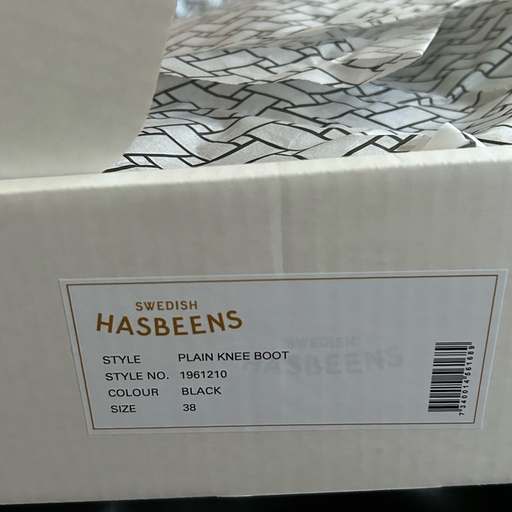 Swedish Hasbeens Black Heeled Boots NIB - Picture 2 of 9